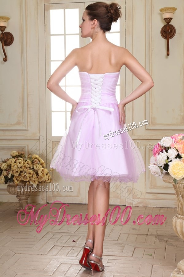 Sweetheart Short Beaded Decorate Organza Evening Dress in Lavender