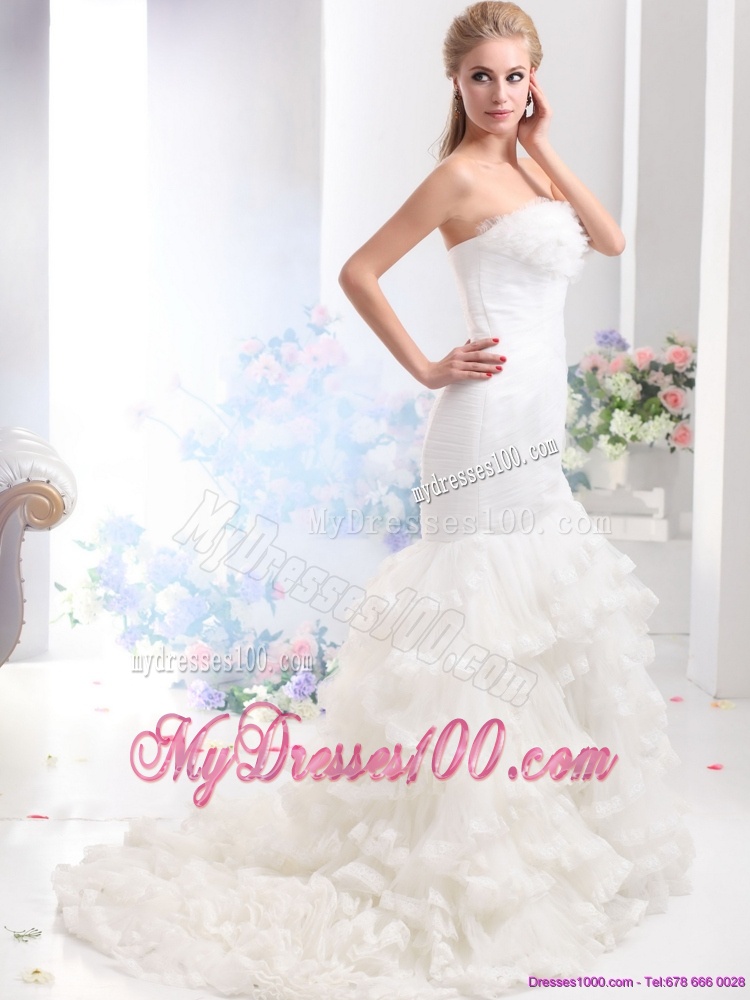 2016 Brand New Strapless Wedding Dress with Mermaid