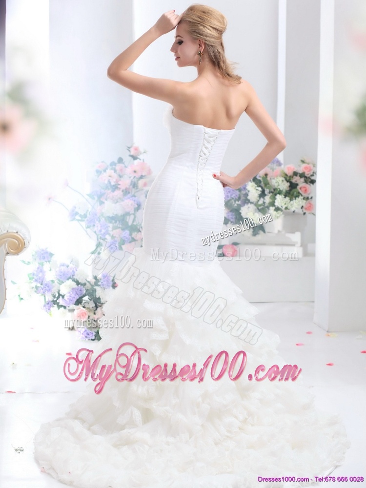 2016 Brand New Strapless Wedding Dress with Mermaid