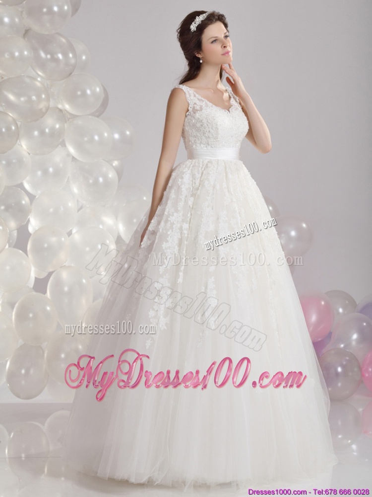 2016 Classical A Line Lace Wedding Dress with Floor-length