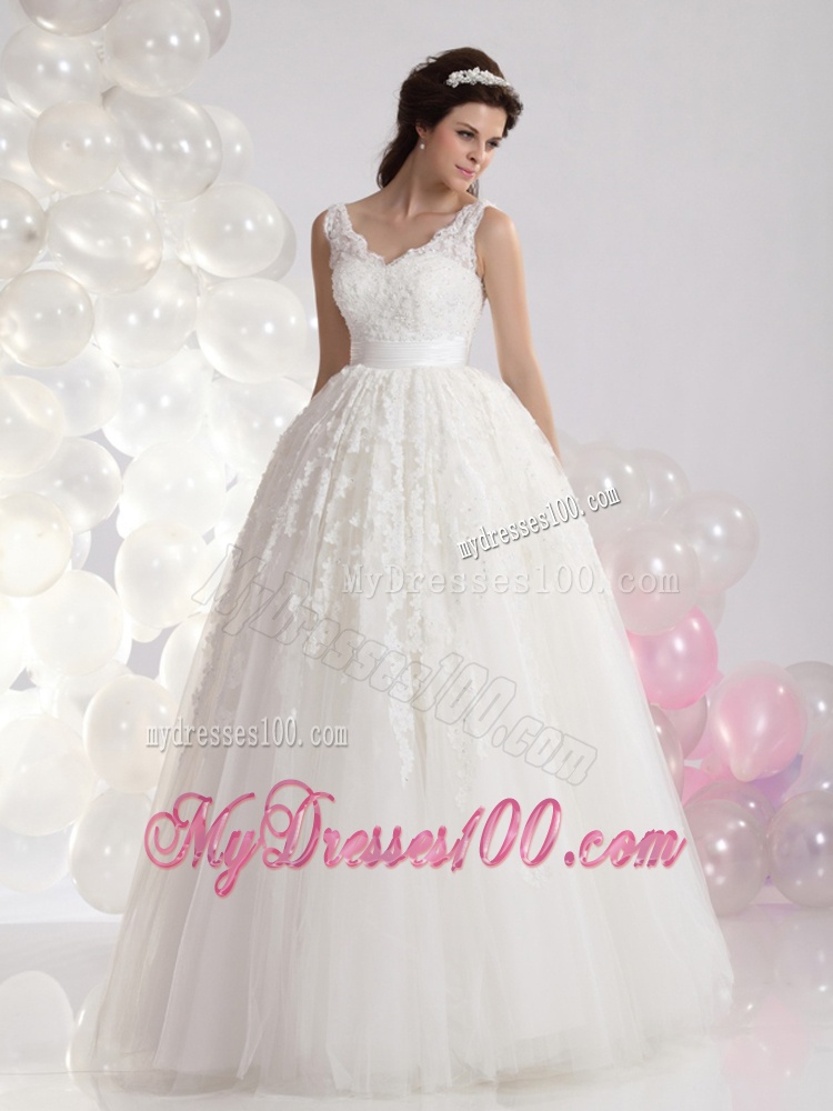 2016 Classical A Line Lace Wedding Dress with Floor-length