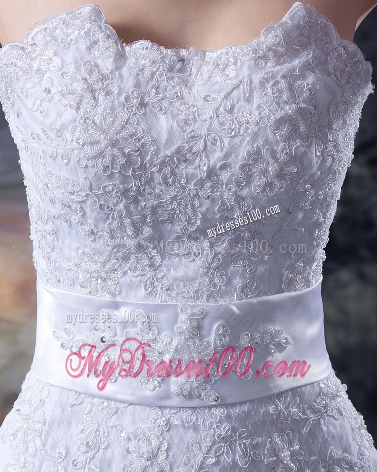 2016 Custom Made Mermaid Strapless Lace Wedding Dresses with Appliques