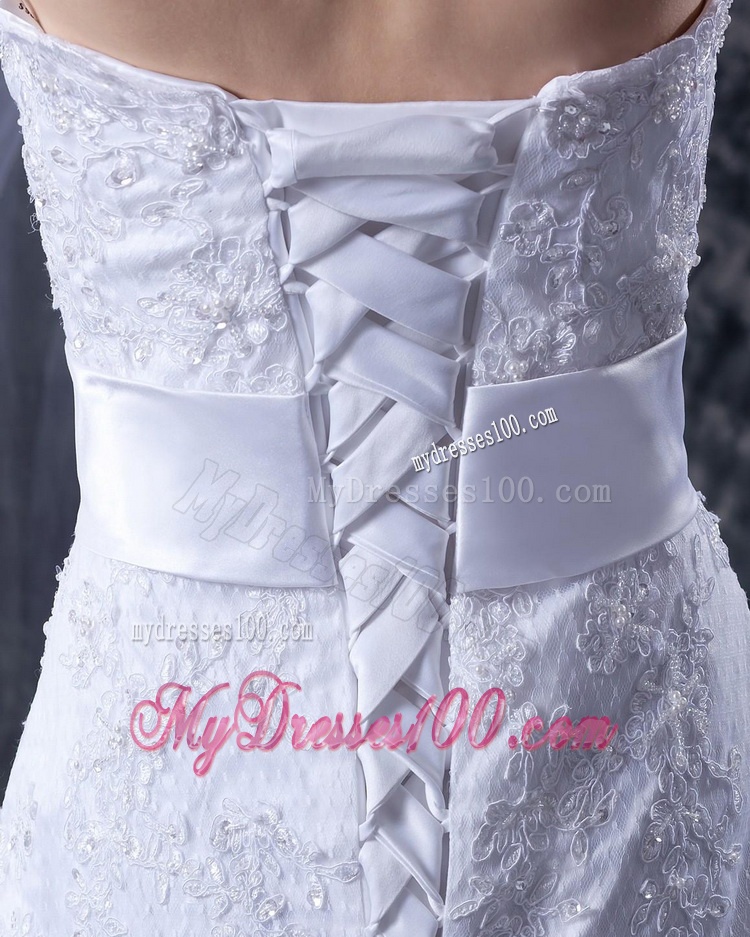 2016 Custom Made Mermaid Strapless Lace Wedding Dresses with Appliques