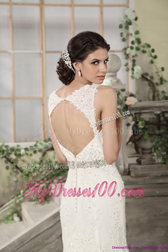 2016 Flirting Lace Straps Wedding Dresses with Court Train