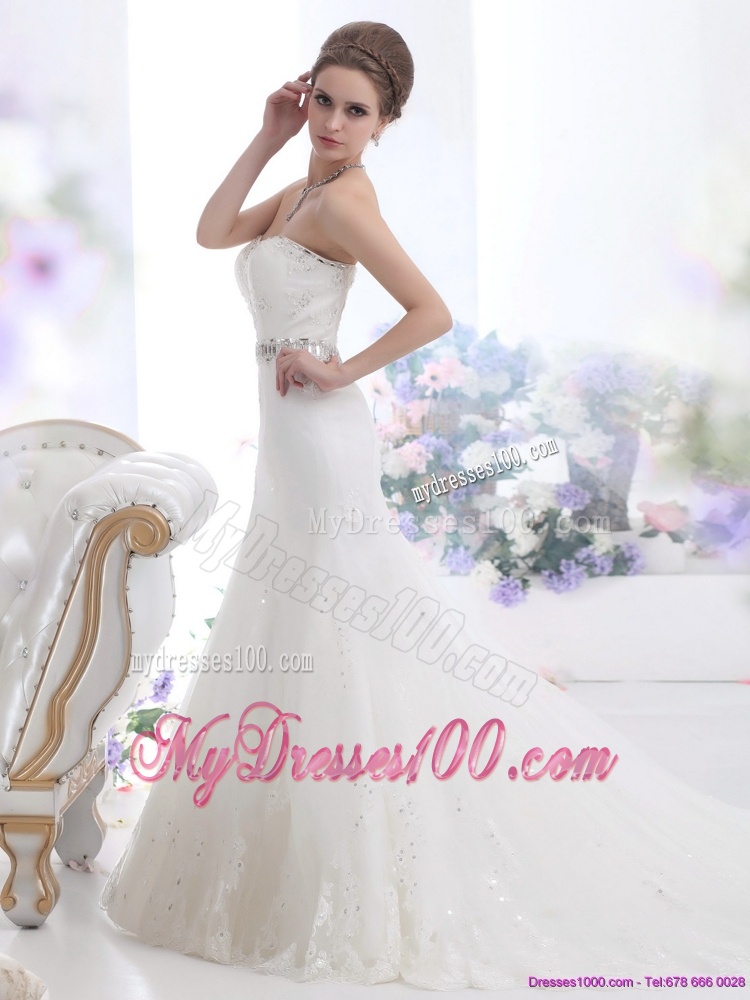 2016 Modest Sweetheart Paillette Wedding Dress with Floor-length