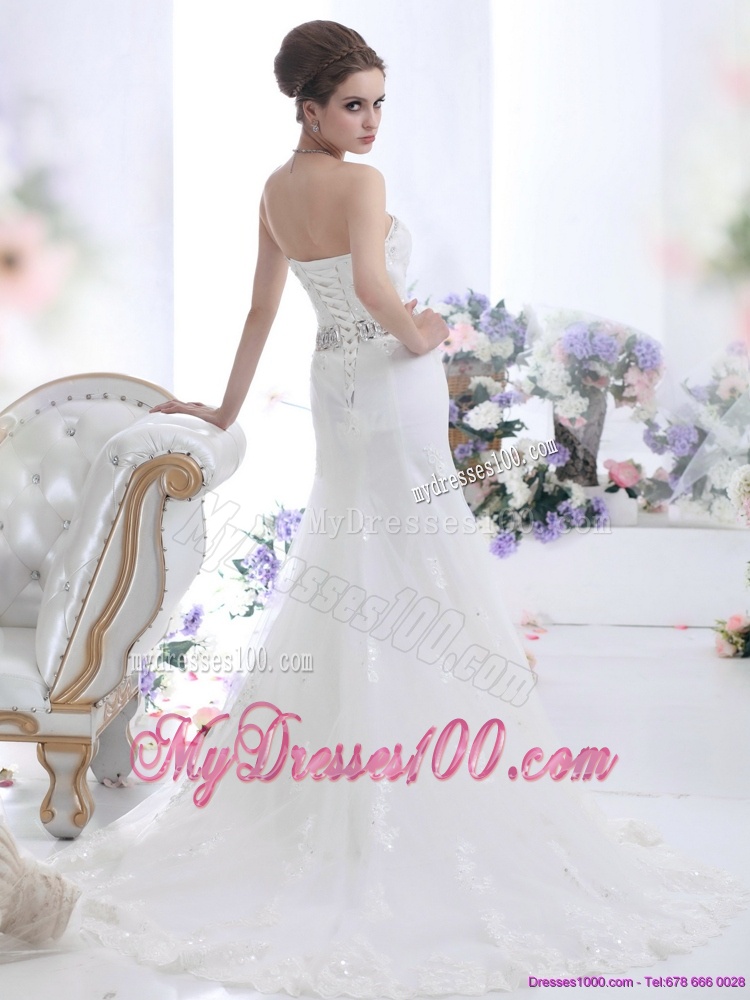2016 Modest Sweetheart Paillette Wedding Dress with Floor-length