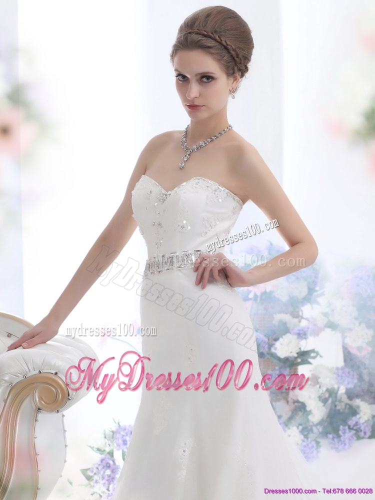 2016 Modest Sweetheart Paillette Wedding Dress with Floor-length