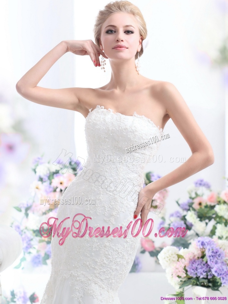 2016 New Style Strapless Mermaid Wedding Dress with Lace