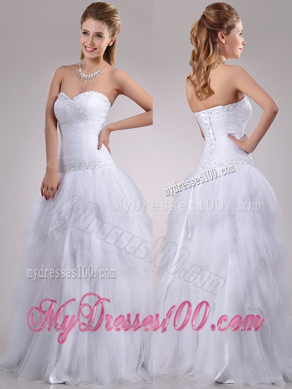 2016 Popular A Line Sweetheart Tulle Bridal Dress with Beading