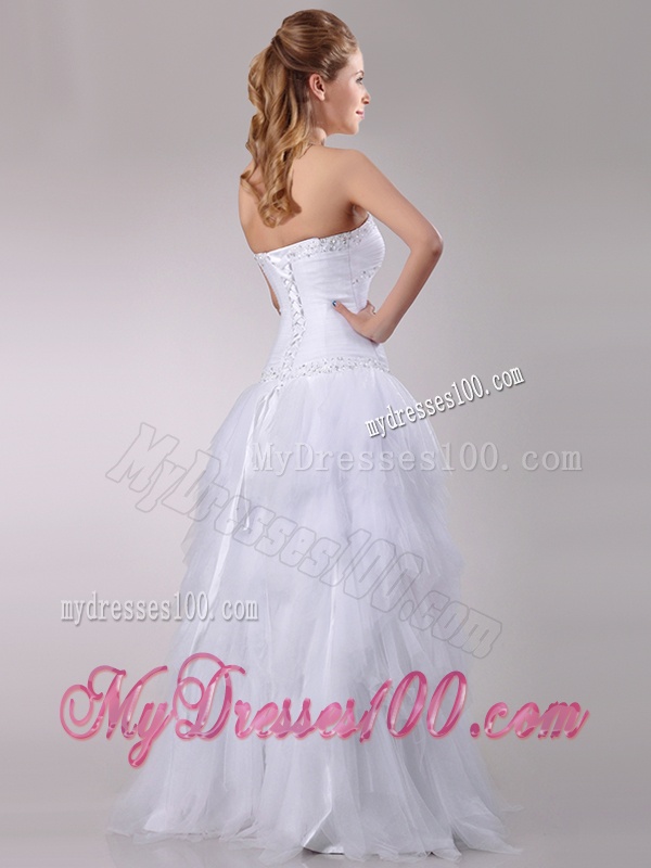 2016 Popular A Line Sweetheart Tulle Bridal Dress with Beading