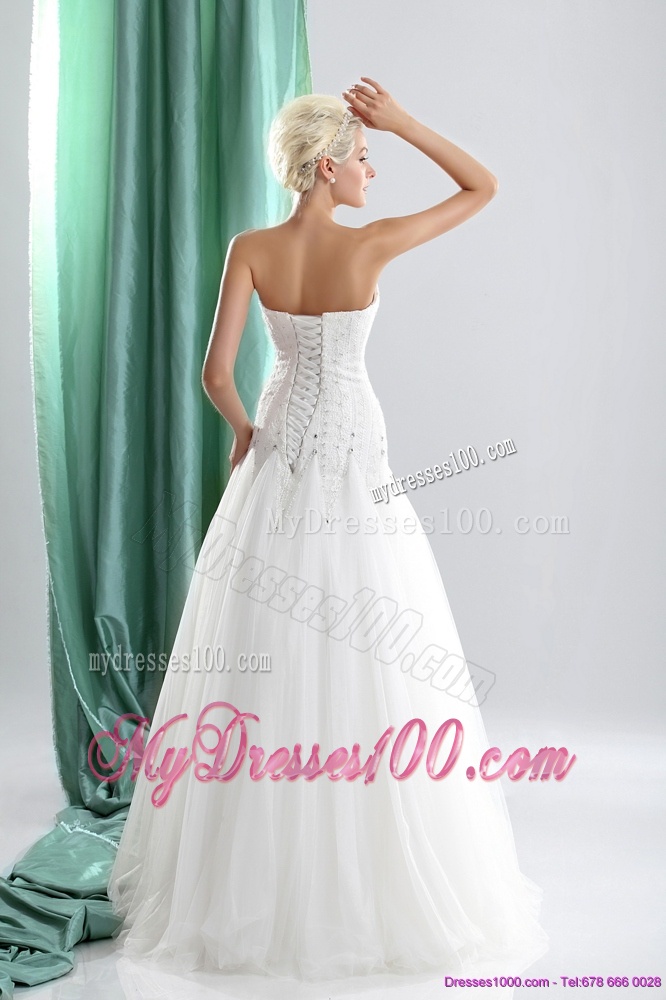 2016 Popular Sweetheart Beaded Wedding Dresses in White