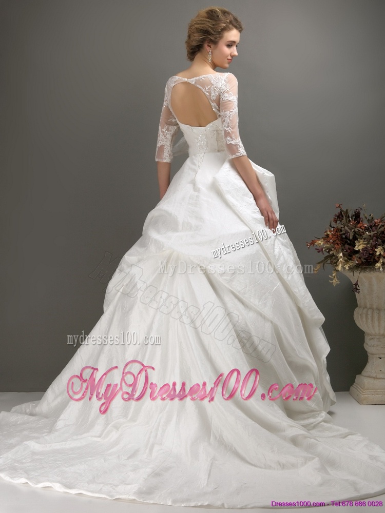 2016 Pretty A Line Wedding Dress with Lace and Bowknot