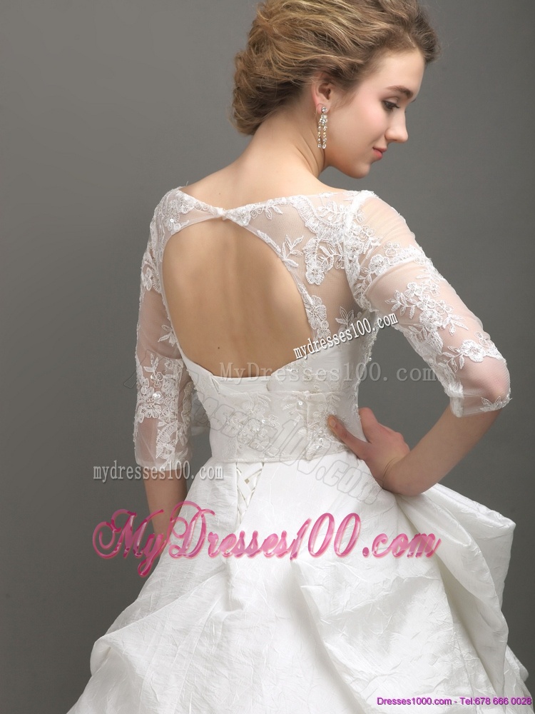 2016 Pretty A Line Wedding Dress with Lace and Bowknot