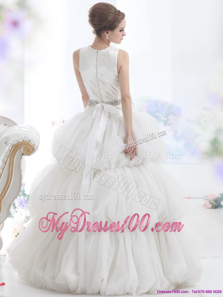 2016 Romantic Scoop Wedding Dress with Beading