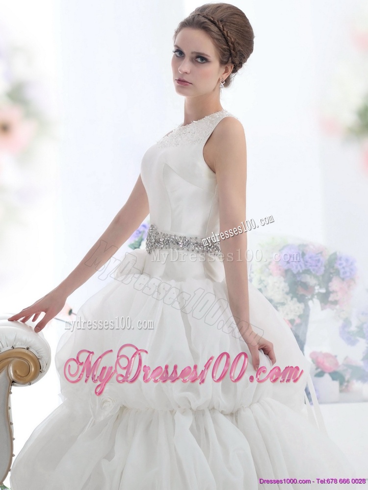 2016 Romantic Scoop Wedding Dress with Beading