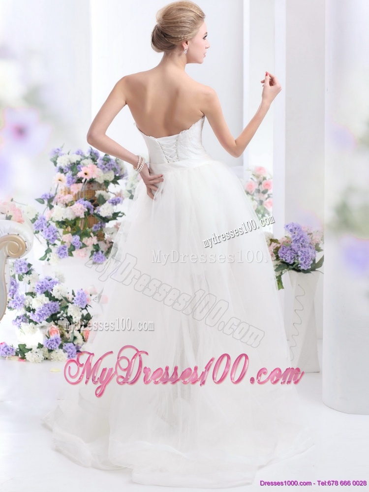 2016 Romantic Sweetheart Wedding Dress with Lace and Sash