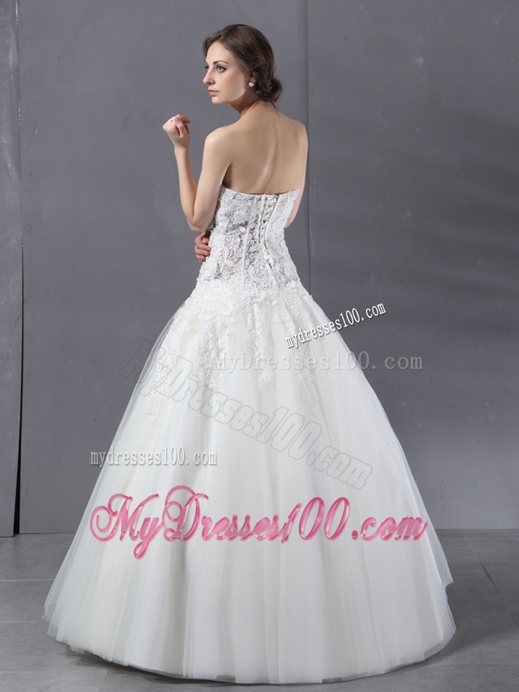 2016 Simple Sweetheart Lace Wedding Dress with Floor-length