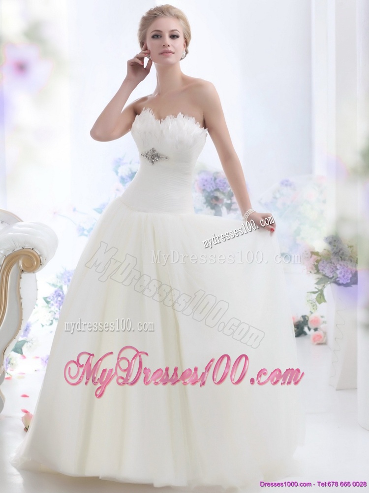 2016 Simple Sweetheart Wedding Dress with Beading