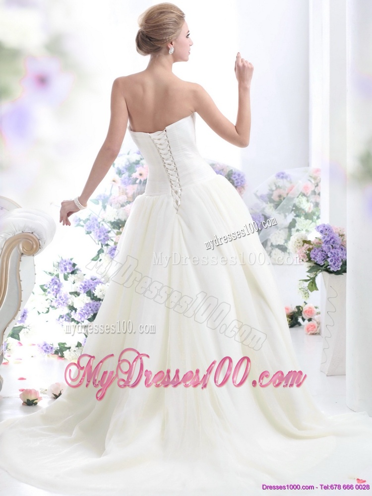 2016 Simple Sweetheart Wedding Dress with Beading