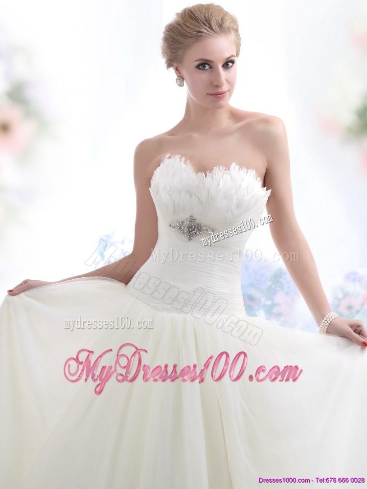 2016 Simple Sweetheart Wedding Dress with Beading