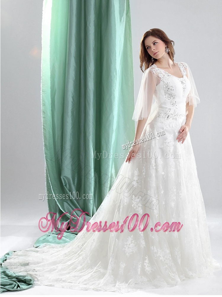 2016 Wonderful A Line Wedding Dress with Beading and Lace