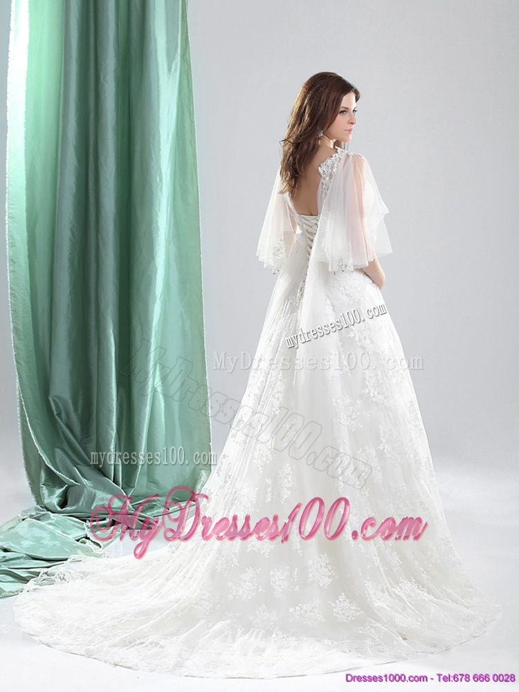2016 Wonderful A Line Wedding Dress with Beading and Lace