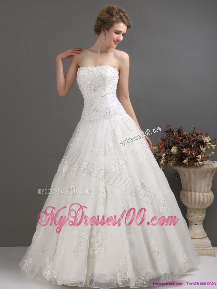 2016 Wonderful Strapless Wedding Dress with Floor-length