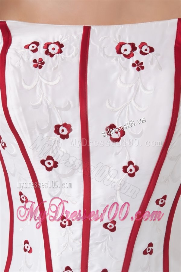 A-line Off The Shoulder Appliques and Hand Made Flowers Wedding Dress