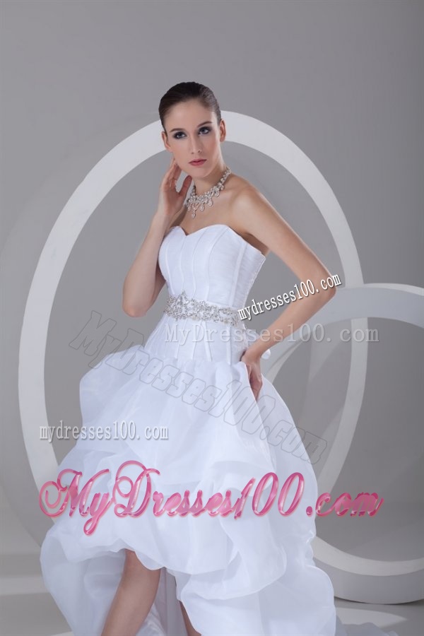 A-line Sweetheart High-low Beading Pick-ups Wedding Dress
