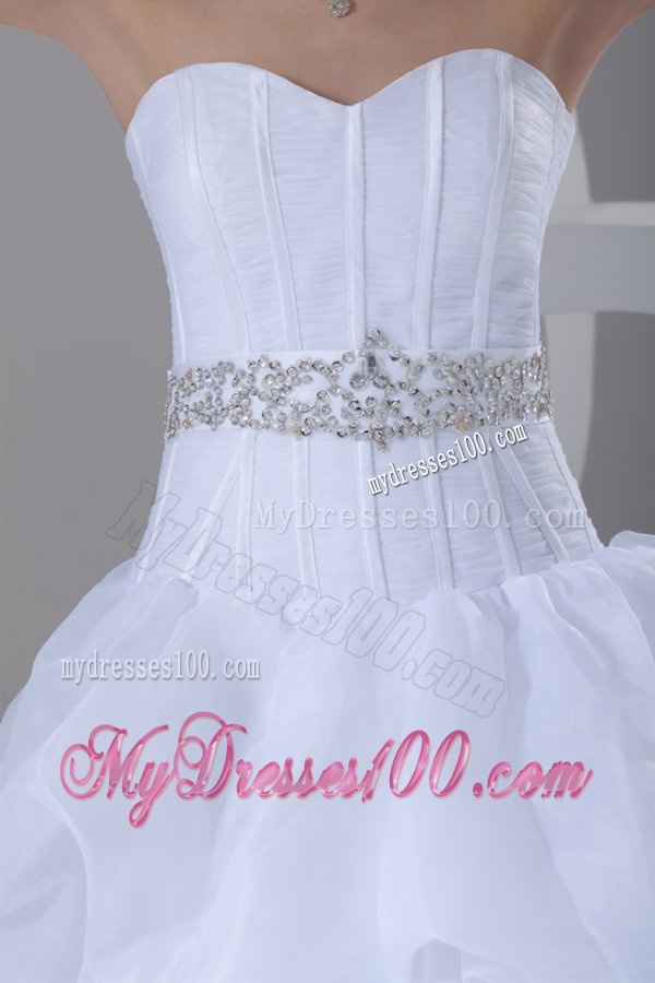 A-line Sweetheart High-low Beading Pick-ups Wedding Dress