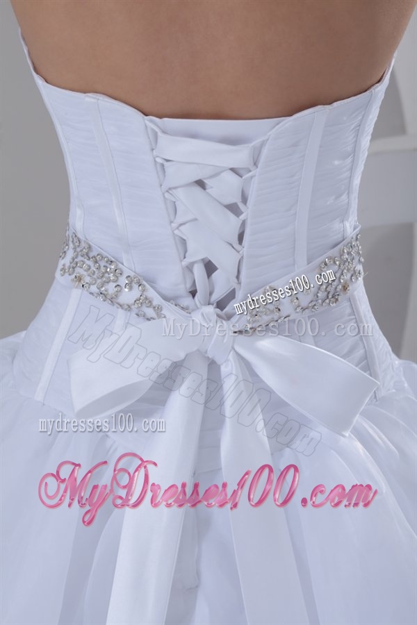 A-line Sweetheart High-low Beading Pick-ups Wedding Dress