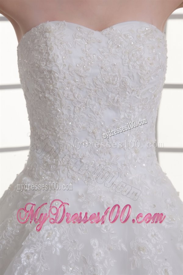 A-line Sweetheart Sweep Train Wedding Dress with Sequins