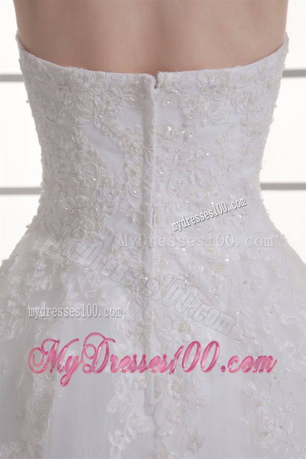 A-line Sweetheart Sweep Train Wedding Dress with Sequins