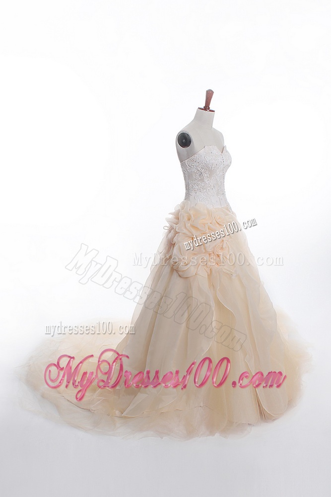 Affordable A Line Sweetheart Wedding Dresses with Appliques