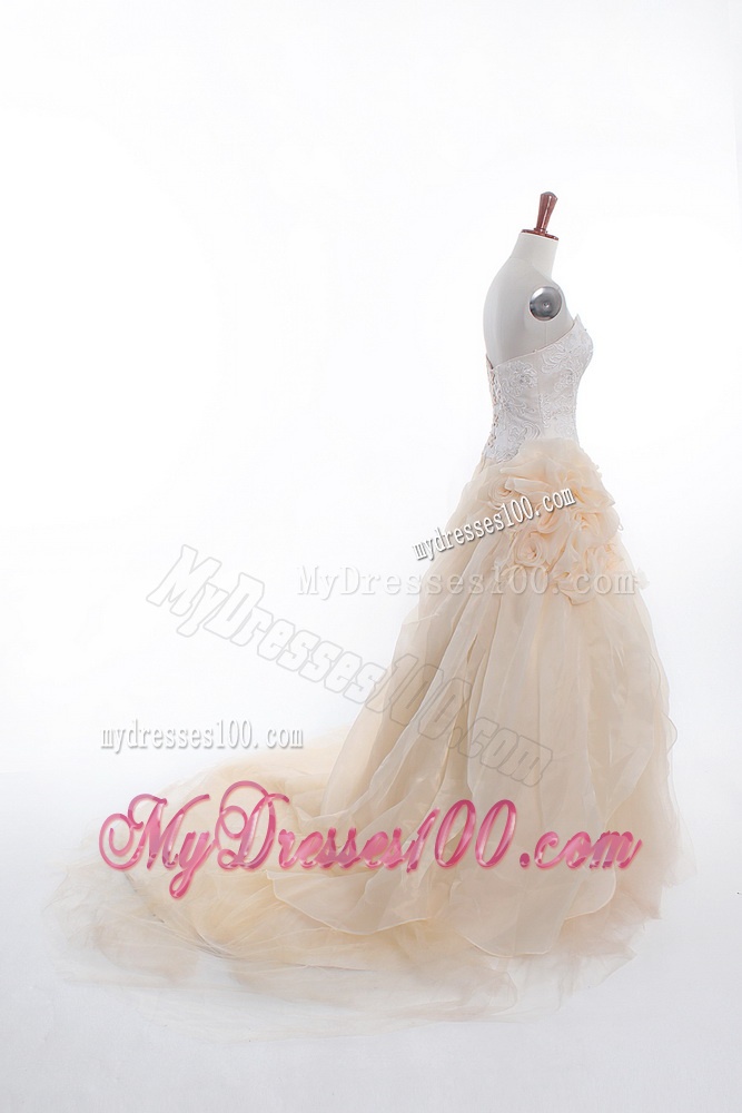 Affordable A Line Sweetheart Wedding Dresses with Appliques