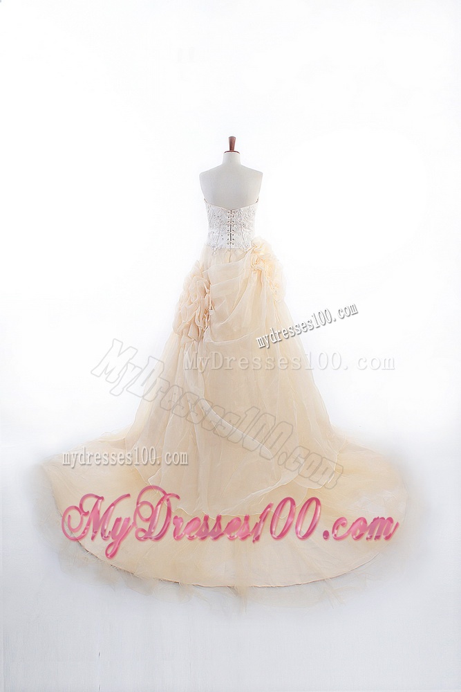 Affordable A Line Sweetheart Wedding Dresses with Appliques