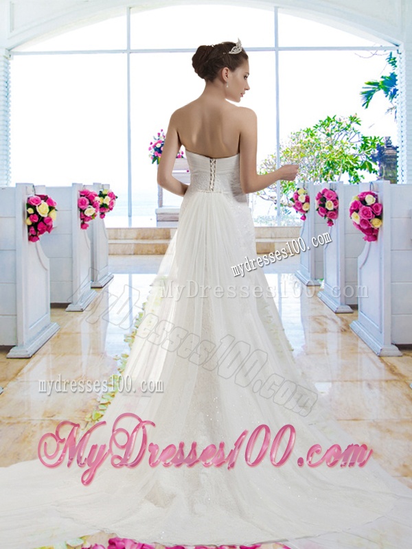 Beautiful 2016 Mermaid Laced Wedding Dresses with Watteau Train