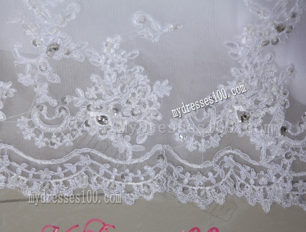 Beautiful Puffy Appliques Ruching Wedding Dress with Chapel Train
