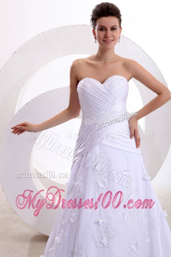 Brand New A-line Sweetheart Appliques and Ruche Wedding Dress
