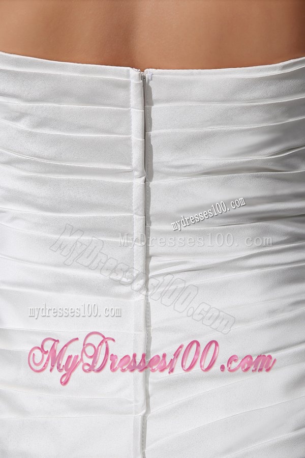 Elegant Column Strapless Ruching and Appliques Wedding Dress with Court Train
