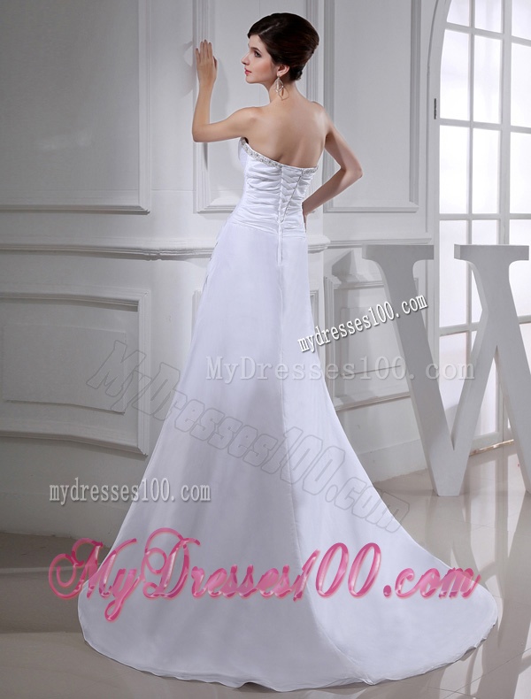 Elegant Pincess Strapless Chiffon Court Train 2016 Wedding Dress with Beading