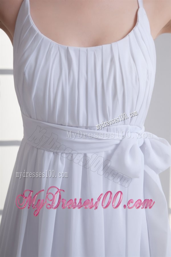 Empire Straps Ruching Sash Chiffon Floor-length Wedding Dress