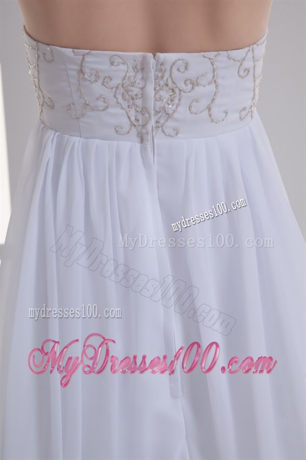 Empire Sweetheart Appliques Court Train Chiffon Wedding Dress