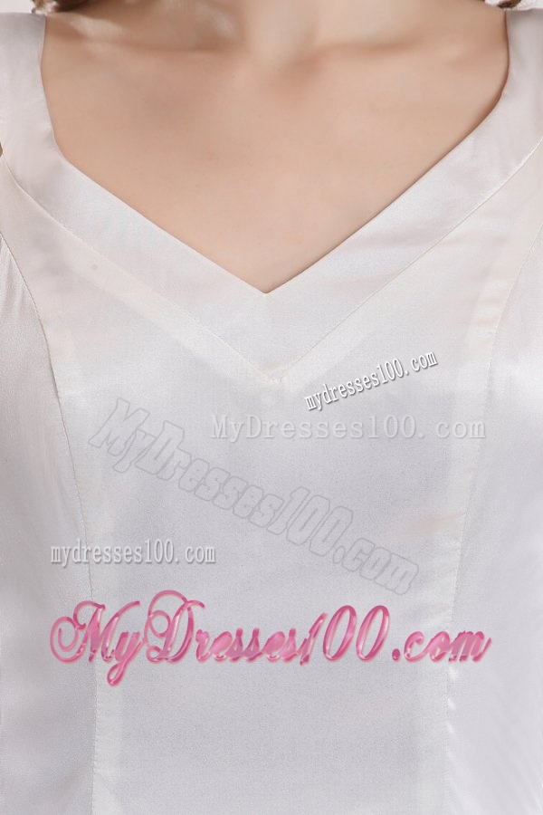 Fashionable Column V-Neck Brush Train Ruching Wedding Dress
