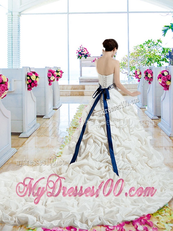 Gorgeous Sashes 2016 Bridal Gowns with Chapel Train