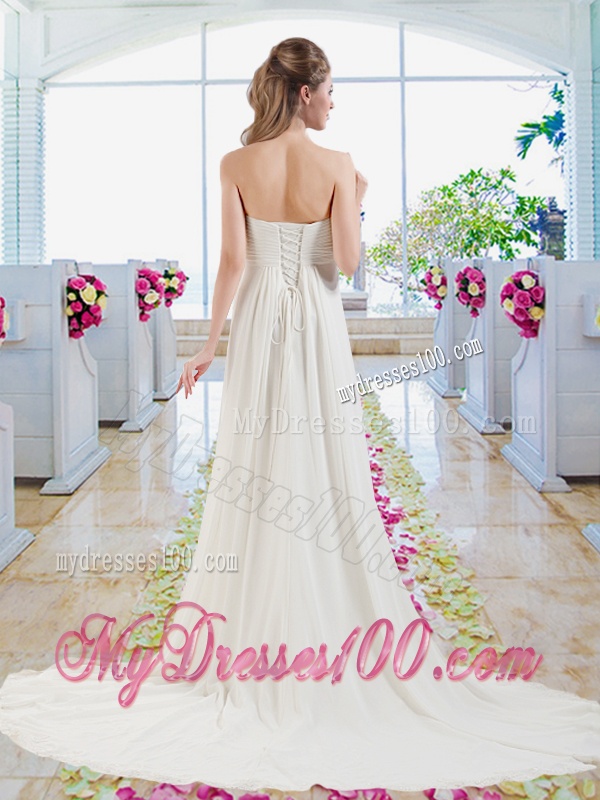 Latest Strapless Bridal Gowns with Hand Made Flowers