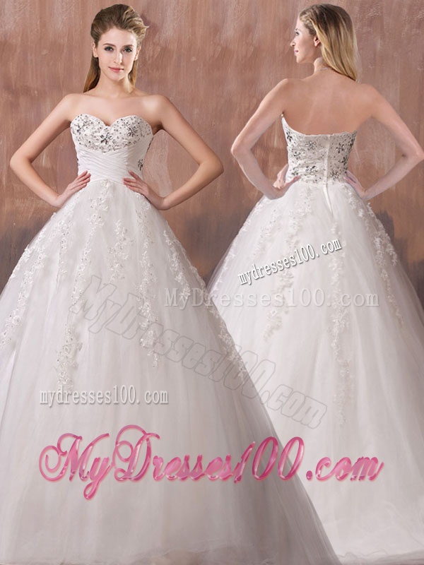 Lovely A Line Sweetheart Wedding Dresses with Beading and Appliques