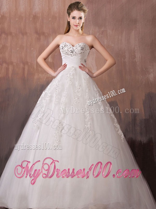 Lovely A Line Sweetheart Wedding Dresses with Beading and Appliques