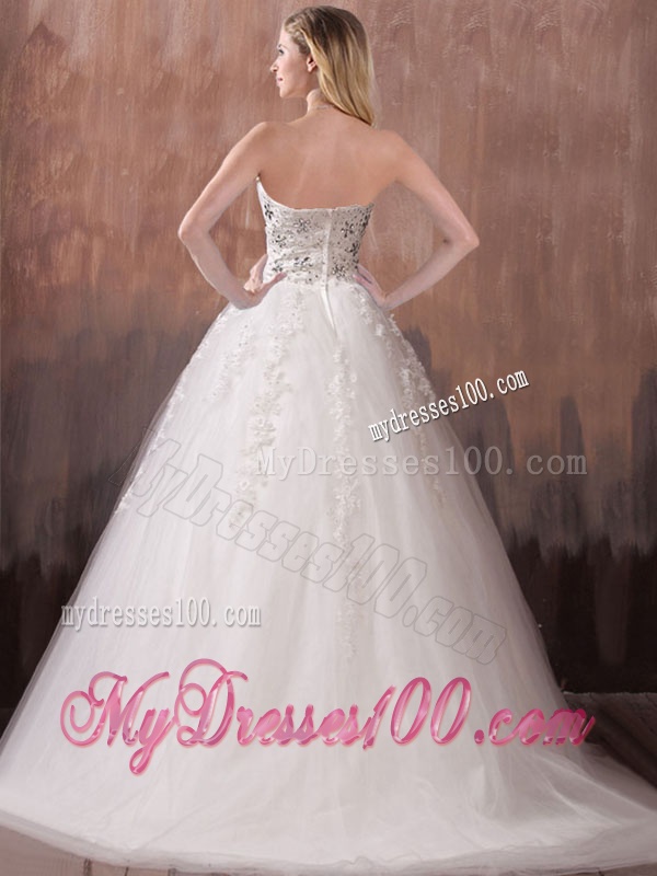 Lovely A Line Sweetheart Wedding Dresses with Beading and Appliques
