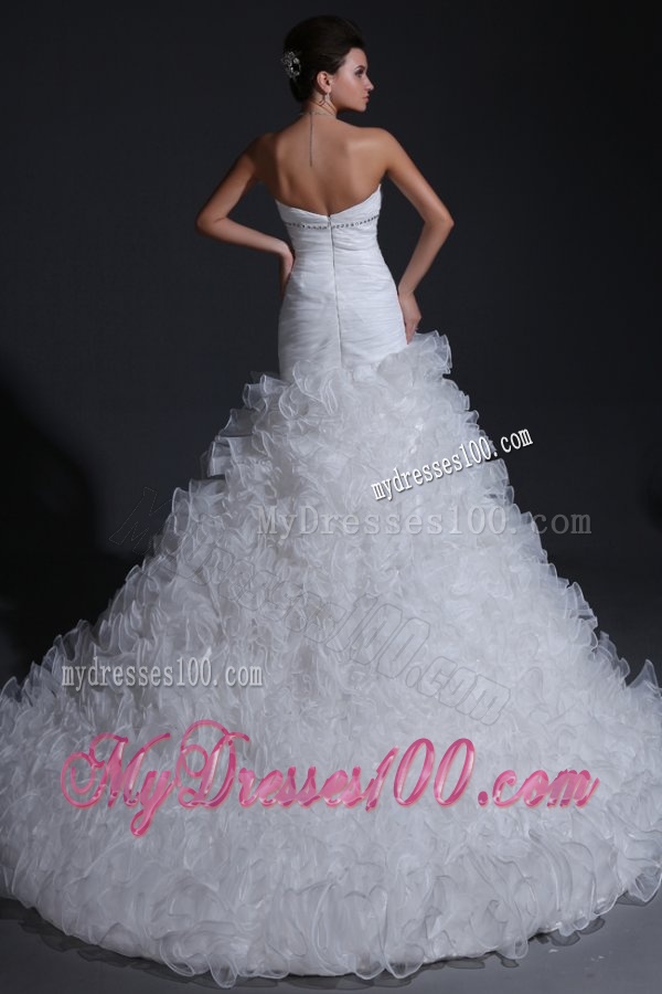 Luxurious A-line Sweetheart Beading and Ruffles Wedding Dress